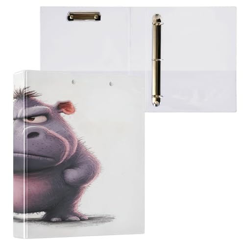 Ringbuch mit runden Ringen, 3,8 cm, für Studenten, mit Taschen, Bürobedarf, Hardcover, 2 Stück, niedliches Nilpferd Ringbuch mit runden Ringen, 3,8 cm, für Studenten, mit Taschen, Bürobedarf, Hardcover, 2 Stück, niedliches Nilpferd von Caihoyu
