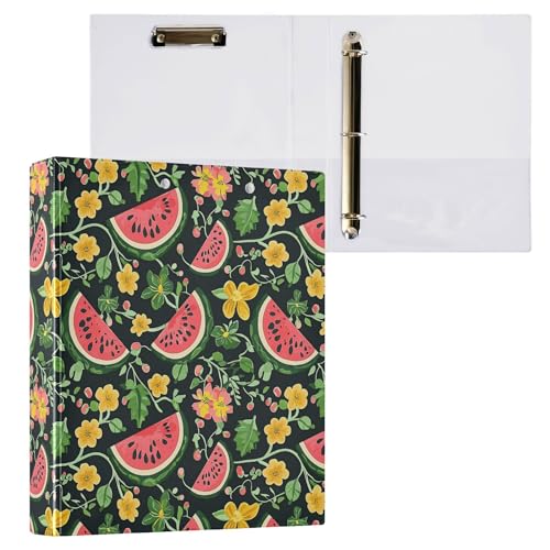 Ringbuch mit runden Ringen, Schulbedarf mit Innentaschen, Bürobedarf, 200 Blatt, 2 Stück, Wassermelonenscheiben, Blätter, Blumen Ringbuch mit runden Ringen, Schulbedarf mit Innentaschen, Bürobedarf, 200 Blatt, 2 Stück, Wassermelonenscheiben, Blätter, Blumen von Caihoyu
