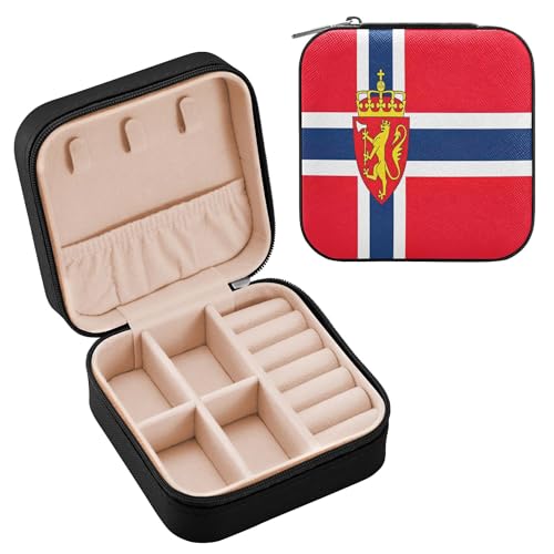 Schmuckschatulle für Damen, PU-Leder, Reise-Schmuckkästchen für Ringe, Ohrringe, Halsketten, Uhren, Geschenke für Mädchen, Damen, Frauen, Norwegen-Flagge Schmuckschatulle für Damen, PU-Leder, Reise-Schmuckkästchen für Ringe, Ohrringe, Halsketten, Uhren, Geschenke für Mädchen, Damen, Frauen, Norwegen-Flagge von Caihoyu