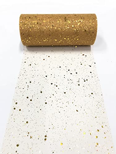 15cm x 22,8m Glitzer Tüll Stoffrolle Hexagon Pailletten Mesh Stoff Spule Tutu Rock Bady Dusche Hochzeitsfeier Geburtstag Dekoration (Gold) von CaiiBtntgb