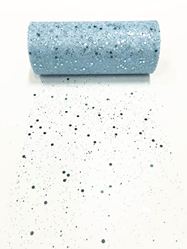 15cm x 22,8m Glitzer Tüll Stoffrolle Hexagon Pailletten Mesh Stoff Spule Tutu Rock Bady Dusche Hochzeitsfeier Geburtstag Dekoration (Hellblau) von CaiiBtntgb