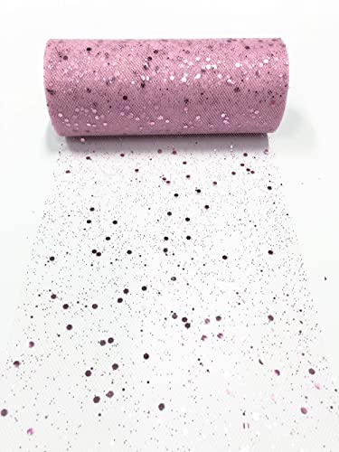 15cm x 22,8m Glitzer Tüll Stoffrolle Hexagon Pailletten Mesh Stoff Spule Tutu Rock Bady Dusche Hochzeitsfeier Geburtstag Dekoration (Rosa) von CaiiBtntgb