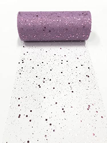 15cm x 22,8m Glitzer Tüll Stoffrolle Hexagon Pailletten Mesh Stoff Spule Tutu Rock Bady Dusche Hochzeitsfeier Geburtstag Dekoration (Rosa Lila) von CaiiBtntgb