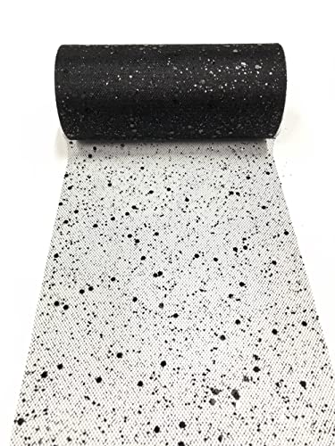 15cm x 22,8m Glitzer Tüll Stoffrolle Hexagon Pailletten Mesh Stoff Spule Tutu Rock Bady Dusche Hochzeitsfeier Geburtstag Dekoration (Schwarz) von CaiiBtntgb