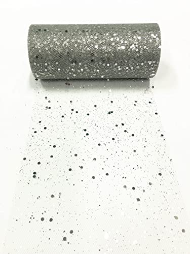 15cm x 22,8m Glitzer Tüll Stoffrolle Hexagon Pailletten Mesh Stoff Spule Tutu Rock Bady Dusche Hochzeitsfeier Geburtstag Dekoration (Silber) von CaiiBtntgb