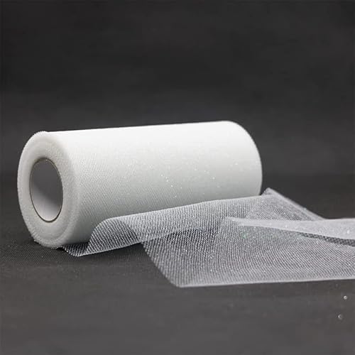 Glitter Tüll Stoff Pailletten Tüll für DIY Kunsthandwerk Nähen und Dekoration 15cm*22m (01 Weiß) von CaiiBtntgb