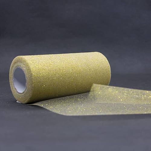 Glitter Tüll Stoff Pailletten Tüll für DIY Kunsthandwerk Nähen und Dekoration 15cm*22m (05 Gold) von CaiiBtntgb