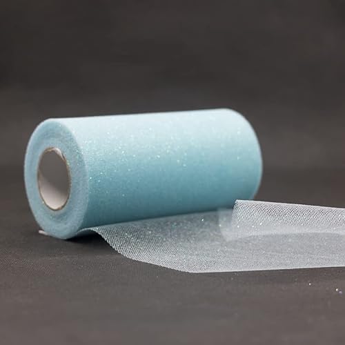 Glitter Tüll Stoff Pailletten Tüll für DIY Kunsthandwerk Nähen und Dekoration 15cm*22m (07 Hellblau) von CaiiBtntgb