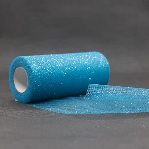 Glitter Tüll Stoff Pailletten Tüll für DIY Kunsthandwerk Nähen und Dekoration 15cm*22m (08 Blauer See) von CaiiBtntgb