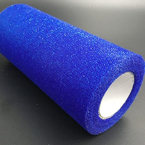 Glitter Tüll Stoff Pailletten Tüll für DIY Kunsthandwerk Nähen und Dekoration 15cm*22m (09 Saphirblau) von CaiiBtntgb
