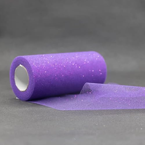 Glitter Tüll Stoff Pailletten Tüll für DIY Kunsthandwerk Nähen und Dekoration 15cm*22m (16 Lila) von CaiiBtntgb