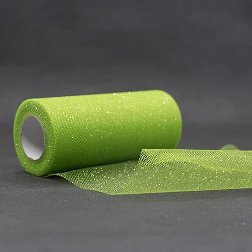 Glitter Tüll Stoff Pailletten Tüll für DIY Kunsthandwerk Nähen und Dekoration 15cm*22m (18 Armee Grün) von CaiiBtntgb