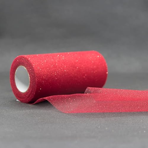 Glitter Tüll Stoff Pailletten Tüll für DIY Kunsthandwerk Nähen und Dekoration 15cm*22m (20 Rot) von CaiiBtntgb