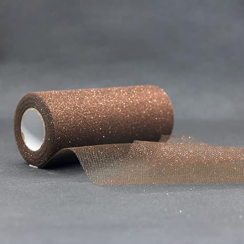 Glitter Tüll Stoff Pailletten Tüll für DIY Kunsthandwerk Nähen und Dekoration 15cm*22m (22 Braun) von CaiiBtntgb