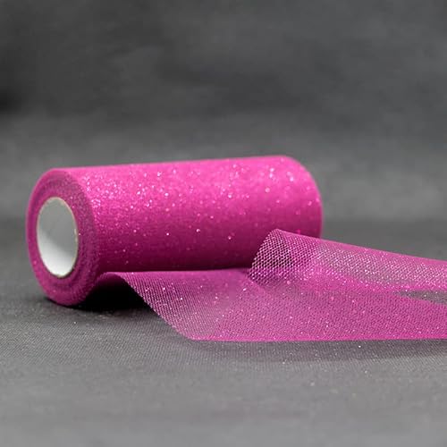 Glitter Tüll Stoff Pailletten Tüll für DIY Kunsthandwerk Nähen und Dekoration 15cm*22m (24 Rosenrot) von CaiiBtntgb