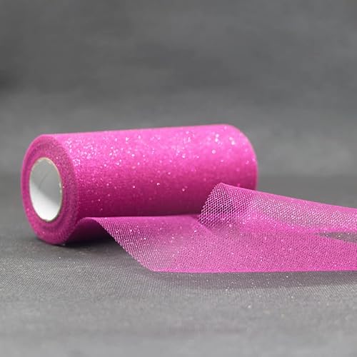 Glitter Tüll Stoff Pailletten Tüll für DIY Kunsthandwerk Nähen und Dekoration 15cm*22m (25 Frische Rose) von CaiiBtntgb