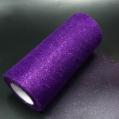 Glitter Tüll Stoff Pailletten Tüll für DIY Kunsthandwerk Nähen und Dekoration 15cm*22m (27 Dunkelviolett) von CaiiBtntgb