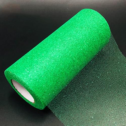 Glitter Tüll Stoff Pailletten Tüll für DIY Kunsthandwerk Nähen und Dekoration 15cm*22m (30 Weihnachtsgrün) von CaiiBtntgb