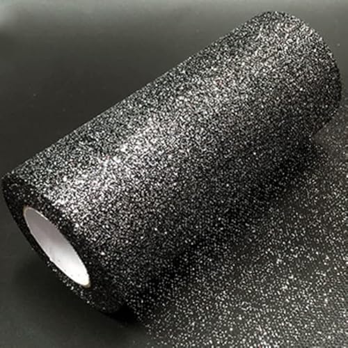 Glitter Tüll Stoff Pailletten Tüll für DIY Kunsthandwerk Nähen und Dekoration 15cm*22m (33 Schwarz Silber) von CaiiBtntgb