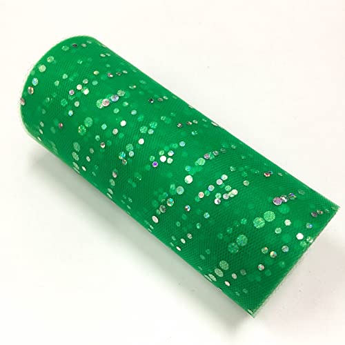 Glitzernde Pailletten Tüll Rolle Hochzeitsdekoration Organza Basteln Geburtstag Partyzubehör Stoffspule Tüll Tutu Kleid 25 Yards x 15cm (Grasgrün) von CaiiBtntgb