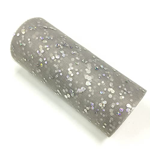 Glitzernde Pailletten Tüll Rolle Hochzeitsdekoration Organza Basteln Geburtstag Partyzubehör Stoffspule Tüll Tutu Kleid 25 Yards x 15cm (Grau) von CaiiBtntgb