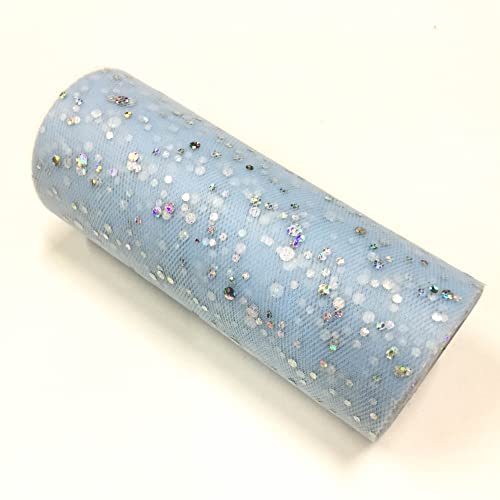 Glitzernde Pailletten Tüll Rolle Hochzeitsdekoration Organza Basteln Geburtstag Partyzubehör Stoffspule Tüll Tutu Kleid 25 Yards x 15cm (Hellblau) von CaiiBtntgb