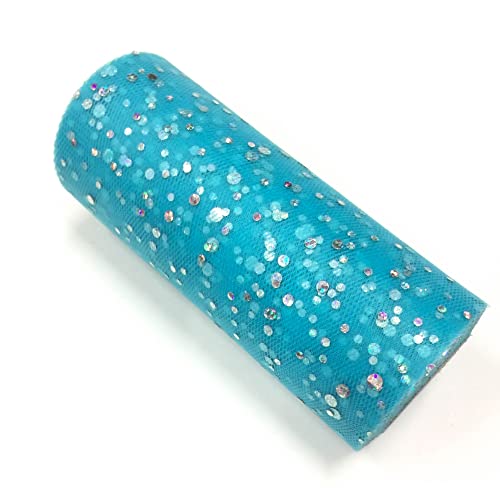 Glitzernde Pailletten Tüll Rolle Hochzeitsdekoration Organza Basteln Geburtstag Partyzubehör Stoffspule Tüll Tutu Kleid 25 Yards x 15cm (Helles Seeblau) von CaiiBtntgb