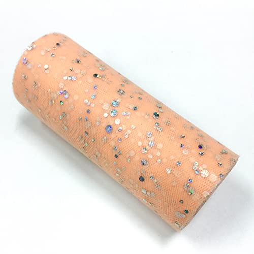 Glitzernde Pailletten Tüll Rolle Hochzeitsdekoration Organza Basteln Geburtstag Partyzubehör Stoffspule Tüll Tutu Kleid 25 Yards x 15cm (Hellorange) von CaiiBtntgb