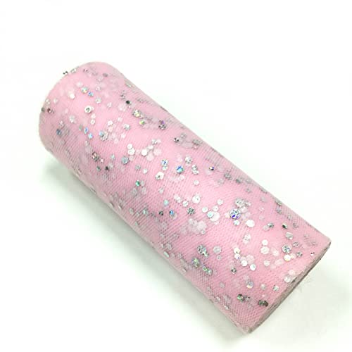 Glitzernde Pailletten Tüll Rolle Hochzeitsdekoration Organza Basteln Geburtstag Partyzubehör Stoffspule Tüll Tutu Kleid 25 Yards x 15cm (Hellrosa) von CaiiBtntgb