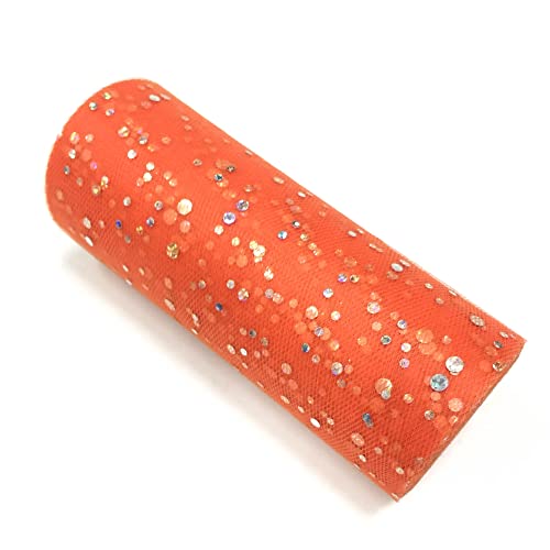 Glitzernde Pailletten Tüll Rolle Hochzeitsdekoration Organza Basteln Geburtstag Partyzubehör Stoffspule Tüll Tutu Kleid 25 Yards x 15cm (Orange) von CaiiBtntgb