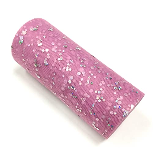 Glitzernde Pailletten Tüll Rolle Hochzeitsdekoration Organza Basteln Geburtstag Partyzubehör Stoffspule Tüll Tutu Kleid 25 Yards x 15cm (Rosa Lila) von CaiiBtntgb