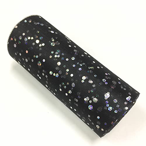 Glitzernde Pailletten Tüll Rolle Hochzeitsdekoration Organza Basteln Geburtstag Partyzubehör Stoffspule Tüll Tutu Kleid 25 Yards x 15cm (Schwarz) von CaiiBtntgb