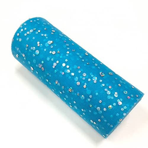 Glitzernde Pailletten Tüll Rolle Hochzeitsdekoration Organza Basteln Geburtstag Partyzubehör Stoffspule Tüll Tutu Kleid 25 Yards x 15cm (Tiefes Seeblau) von CaiiBtntgb