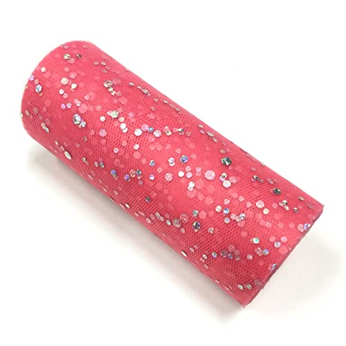 Glitzernde Pailletten Tüll Rolle Hochzeitsdekoration Organza Basteln Geburtstag Partyzubehör Stoffspule Tüll Tutu Kleid 25 Yards x 15cm (Wassermelonenrot) von CaiiBtntgb