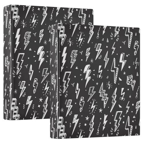 Caikeny Ringbuch-Klemmbrett mit 3 Ringen, schwarz, 3,8 cm, rund, Ring-Klemmbrett mit 2 Taschen, für Bürobedarf von Caikeny
