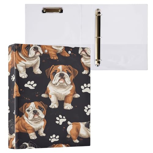 Caikeny Ringbuch mit 3 Ringen, Bulldogge, Hundepfote, 3,8 cm, rundes Ring-Klemmbrett mit 2 Taschen, für Bürobedarf Caikeny Ringbuch mit 3 Ringen, Bulldogge, Hundepfote, 3,8 cm, rundes Ring-Klemmbrett mit 2 Taschen, für Bürobedarf von Caikeny