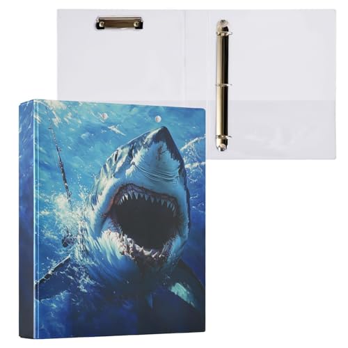 Caikeny Ringbuch mit 3 Ringen, Haie, Fisch, Uderwasser, Tiere, Aquarell, 3,8 cm, rundes Ring-Klemmbrett mit 2 Taschen, für Bürobedarf Caikeny Ringbuch mit 3 Ringen, Haie, Fisch, Uderwasser, Tiere, Aquarell, 3,8 cm, rundes Ring-Klemmbrett mit 2 Taschen, für Bürobedarf von Caikeny