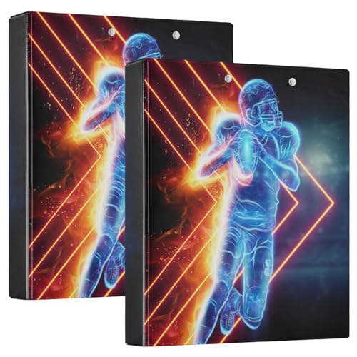 Caikeny Ringbuch mit 3 Ringen, Motiv: Fußballspieler, Feuer, 3,8 cm, rund, Ring-Klemmbrett mit 2 Taschen für Bürobedarf Caikeny Ringbuch mit 3 Ringen, Motiv: Fußballspieler, Feuer, 3,8 cm, rund, Ring-Klemmbrett mit 2 Taschen für Bürobedarf von Caikeny