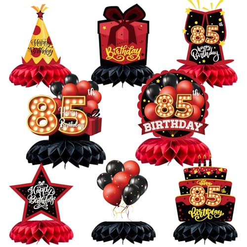Caiwowo 8 Stück Tischdekorationen zum 85. Geburtstag, Wabenaufsätze, rot und schwarz, Partygeschenke für Damen und Herren, Geburtstagsparty Caiwowo 8 Stück Tischdekorationen zum 85. Geburtstag, Wabenaufsätze, rot und schwarz, Partygeschenke für Damen und Herren, Geburtstagsparty von Caiwowo
