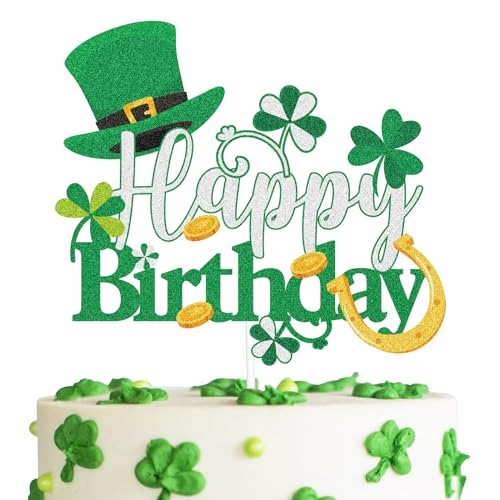 St. Patrick's Day Happy Birthday Tortenaufsatz Happy Birthday Happy Retirement Old Age Party Schwarz Glitzer Tortenaufsatz – Geburtstagsparty-Dekorationen St. Patrick's Day Happy Birthday Tortenaufsatz Happy Birthday Happy Retirement Old Age Party Schwarz Glitzer Tortenaufsatz – Geburtstagsparty-Dekorationen von Caiwowo