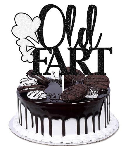 Tortenaufsatz mit Aufschrift "Old Fart Happy Birthday", für den Ruhestand, für den 40., 50., 60., 70. Geburtstag, Schwarz Tortenaufsatz mit Aufschrift "Old Fart Happy Birthday", für den Ruhestand, für den 40., 50., 60., 70. Geburtstag, Schwarz von Caiwowo