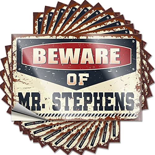 CakJuice Aufkleber und Aufkleber Hardhat Beware of Mr. Stephens Lustige Werkzeugkasten-Aufkleber (Größe: 6 x 9 cm) von CakJuice