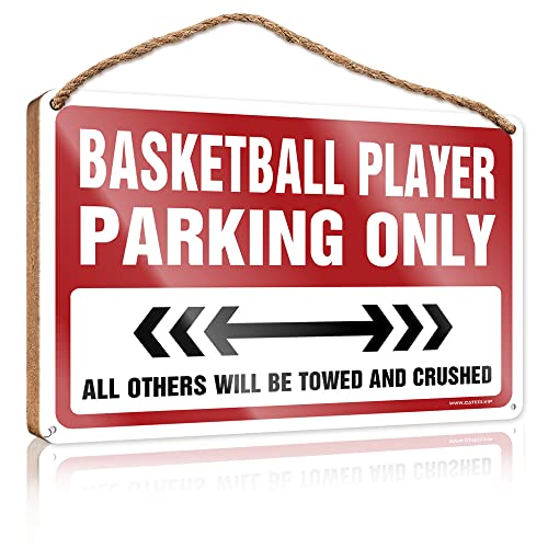 CakJuice Farmhouse Hängeschild Basketballspieler Parking Only, Holzschild zum Aufhängen, Außendekoration (Größe: 23 x 35 cm) von CakJuice