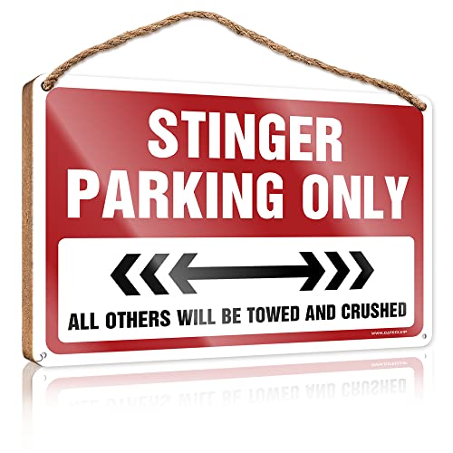 CakJuice Frontschild "Stinger Parking Only", Holzschild, kleine Schilder für Heimdekoration, Chef-Tag-Geschenke (Größe: 20 x 30 cm) von CakJuice