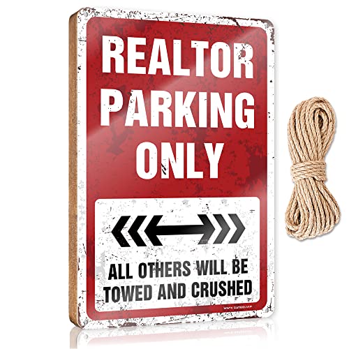 CakJuice Frühlingsschilder für Veranda, Realtor Parking Only, Holzschild, Bauernhaus, Hängeschild, Holzschild zum Aufhängen (Größe: 20 x 30 cm) von CakJuice