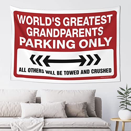 CakJuice Hängendes Holzschild "World's Greatest Grandparents Parking Only", Wandteppich, lustige Raumschilder, Winterschilder für Heimdekoration (Größe: 75 x 100 cm) von CakJuice