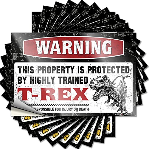 CakJuice Hardhat-Sticker und Abziehbilder "Warning This Property is Protected by A Highly Trained T-Rex", lustiger Aufkleber, 10 Stück, "No Stupid People", Werkzeugkasten-Aufkleber und Aufkleber von CakJuice