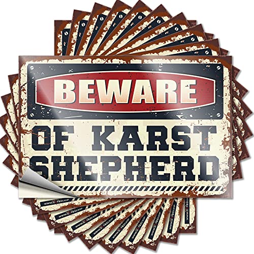 CakJuice Hardhat-Sticker und Aufkleber "Beware of Karst Shepherd", lustiger Aufkleber, 10 Stück, "No Stupid People", Werkzeugkasten-Aufkleber und Aufkleber (Größe: 12 x 18 cm) von CakJuice