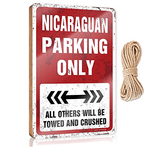 CakJuice Holzschild für die Veranda, Bauernhaus, nicaraguanisches Parken nur für die Haustür, Dekoration zum Aufhängen (Größe: 15 x 28 cm) von CakJuice