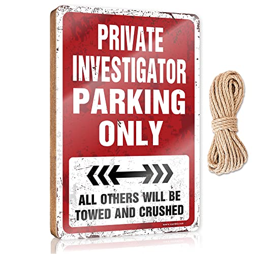 CakJuice Holzschild mit Aufschrift "Our Home Decor", "Private Investigator Parking Only", "Our Home", für Heimdekoration (Größe: 23 x 35 cm) von CakJuice